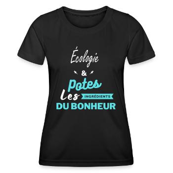 potes les ingrédients du bonheur Écologie - T-shirt sport Femme - noir - Devant - AI Model Female 172 light (172cm)