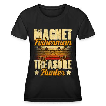 Magnetic Fisherman Treasure Hunter Magnet Magnetic Fishing - Women's Functional T-Shirt - black - Front - AI Model Female 172 light (172cm)