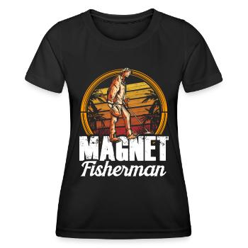 Magnet Fisherman Magnet Magnetic Fishing - Women's Functional T-Shirt - black - Front - AI Model Female 172 light (172cm)