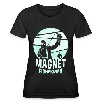 Magnetic Fisherman Magnetic Fishing Magnet - Women's Functional T-Shirt - black - Front - AI Model Female 172 light (172cm)