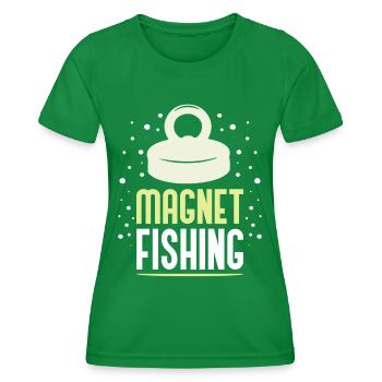 Magnetfischen Magnetfischer Magnet - Frauen Funktions-T-Shirt - Kelly Green - Vorne - AI Model Female 172 dark (172cm)