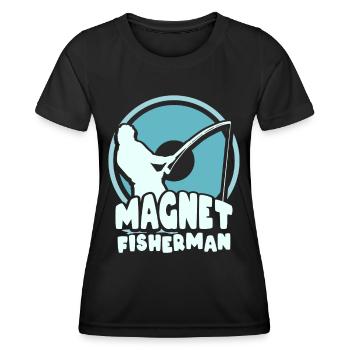 Magnetic Fisherman Magnetic Fishing Magnet - Women's Functional T-Shirt - black - Front - AI Model Female 172 light (172cm)