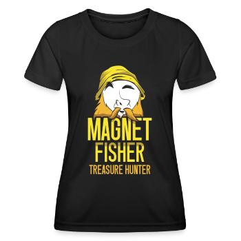 Magnetic Fisherman Treasure Hunter Magnet Magnetic Fishing - Women's Functional T-Shirt - black - Front - AI Model Female 172 light (172cm)