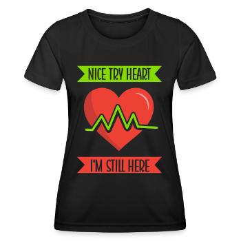 Bon cœur d’essai je suis toujours là - T-shirt sport Femme - noir - Devant - AI Model Female 172 light (172cm)