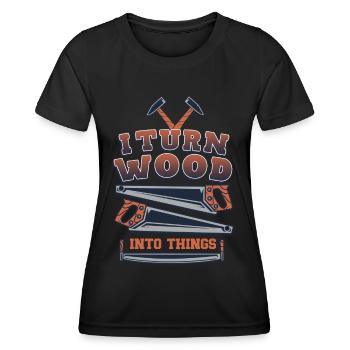 Je transforme le bois en choses Menuisiers Menuisiers - T-shirt sport Femme - noir - Devant - AI Model Female 172 light (172cm)