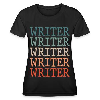 Auteur Écrivain Écrivain Écriture - T-shirt sport Femme - noir - Devant - AI Model Female 172 light (172cm)