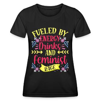 Angeheizt Durch Energydrinks Und Feministische Wut - Frauen Funktions-T-Shirt - Schwarz - Vorne - AI Model Female 172 light (172cm)