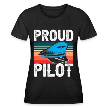 Fier pilote avion léger petit avion jet - T-shirt sport Femme - noir - Devant - AI Model Female 172 light (172cm)