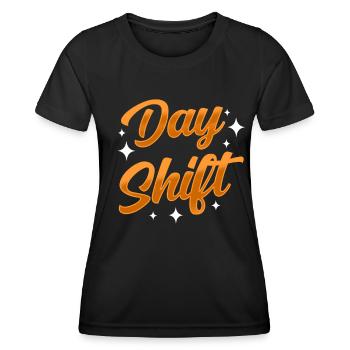 Travail posté de jour Travail posté Dictons - T-shirt sport Femme - noir - Devant - AI Model Female 172 light (172cm)
