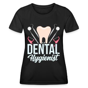 Hygiénistes dentaires Équipe d’hygiène dentaire Dentiste - T-shirt sport Femme - noir - Devant - AI Model Female 172 light (172cm)