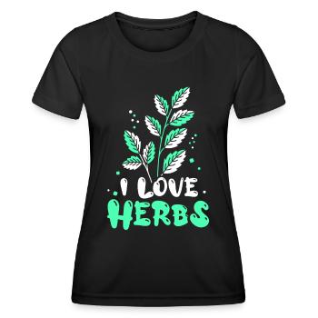 J’adore les herbes herbes herbes aromatiques jardin d’herbes aromatiques - T-shirt sport Femme - noir - Devant - AI Model Female 172 light (172cm)