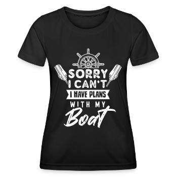 Malheureusement, je ne peux pas avoir de plans avec mon bateau - T-shirt sport Femme - noir - Devant - AI Model Female 172 light (172cm)