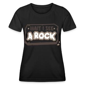 J’attends de voir une profession de géologue en géologie des roches - T-shirt sport Femme - noir - Devant - AI Model Female 172 light (172cm)