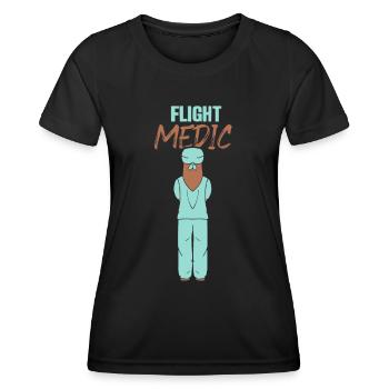 Profession de médecin de vol Médecin de vol Infirmière de vol - T-shirt sport Femme - noir - Devant - AI Model Female 172 light (172cm)