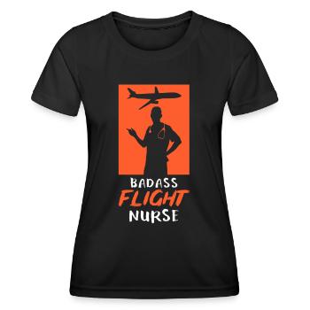 Knallharte Flight Nurse Beruf Flugkrankenschwester - Frauen Funktions-T-Shirt - Schwarz - Vorne - AI Model Female 172 light (172cm)