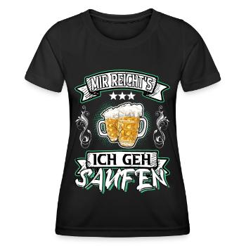Bier Saufen Trinken Alkohol Spruch Mir Reichts - Frauen Funktions-T-Shirt - Schwarz - Vorne - AI Model Female 172 light (172cm)