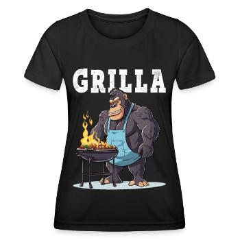 Grillen Grilla Griller Gorilla BBQ Spruch Lustig - Frauen Funktions-T-Shirt - Schwarz - Vorne - AI Model Female 172 light (172cm)