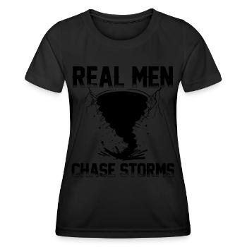 Sturmjäger Geschenke | Unwetter Sturm Jäger Blitz - Frauen Funktions-T-Shirt - Schwarz - Vorne - AI Model Female 172 light (172cm)