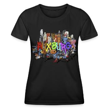 Augsburg in Graffiti Design Geschenk - Frauen Funktions-T-Shirt - Schwarz - Vorne - AI Model Female 172 light (172cm)