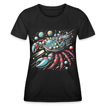 Raumschiff Krabbe buntes Fantasieraumschiff - Frauen Funktions-T-Shirt - Schwarz - Vorne - AI Model Female 172 light (172cm)