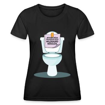 lustige sprüche toilette wc geschenk shirt - Frauen Funktions-T-Shirt - Schwarz - Vorne - AI Model Female 172 light (172cm)