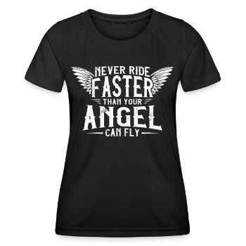 biker spruch engel flügel - Frauen Funktions-T-Shirt - Schwarz - Vorne - AI Model Female 172 light (172cm)