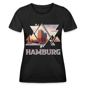 Hamburg Germany Elbphilharmonie Harbour Skyline - Women's Functional T-Shirt - black - Front - AI Model Female 172 light (172cm)