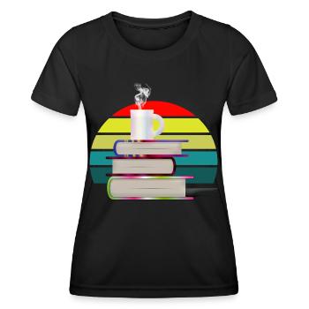 Livres au coucher du soleil - T-shirt sport Femme - noir - Devant - AI Model Female 172 light (172cm)