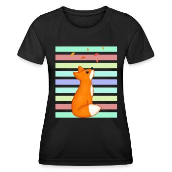 Renard roux au coucher du soleil - T-shirt sport Femme - noir - Devant - AI Model Female 172 light (172cm)