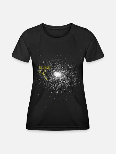 The Answer is 42 Weltraum Galaxie - Frauen Funktions-T-Shirt - Schwarz