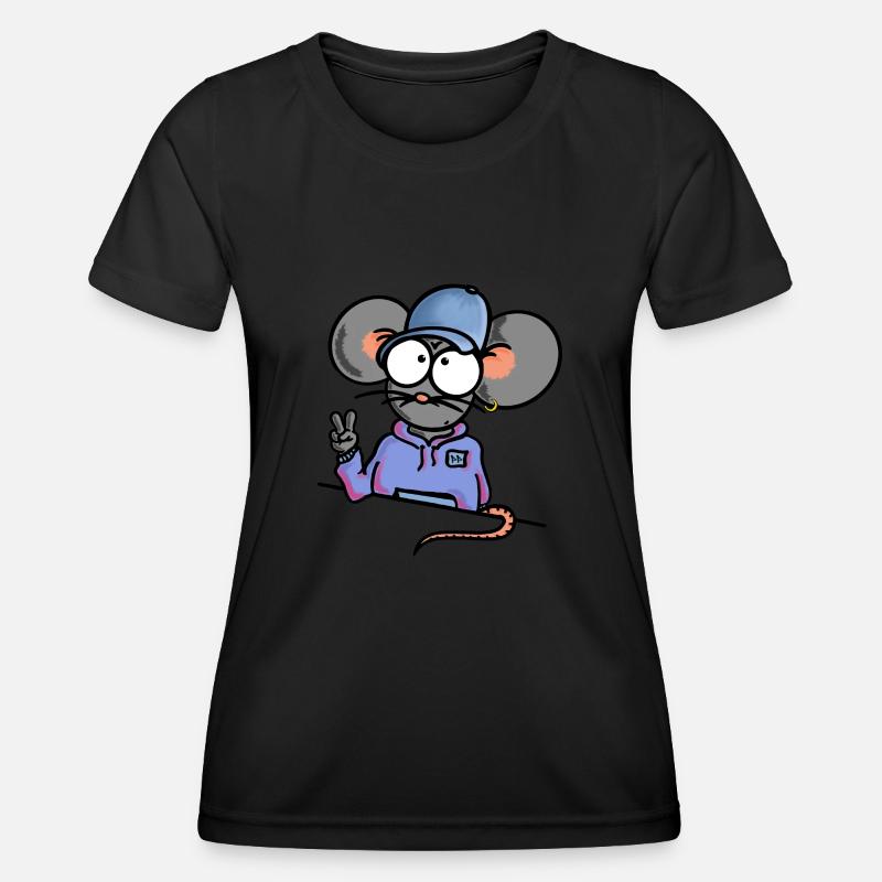 Mouse shows Peace - Women's Functional T-Shirt - black