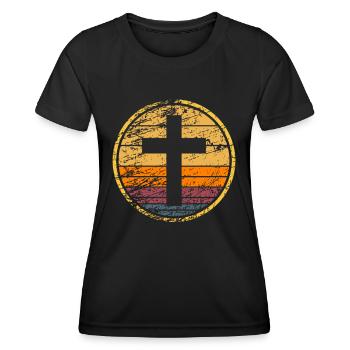 Drôle de proverbe chrétien sur Jésus et Dieu ! - T-shirt sport Femme - noir - Devant - AI Model Female 172 light (172cm)