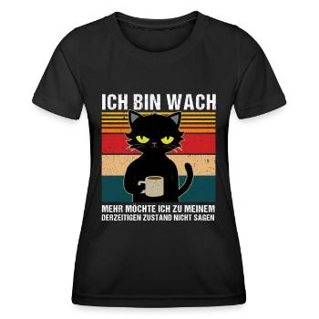 Morgenmuffel Katze - Frauen Funktions-T-Shirt - Schwarz - Vorne - AI Model Female 172 light (172cm)