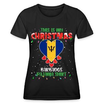 This Is My Christmas Barbados Flag Pajama - Women's Functional T-Shirt - black - Front - AI Model Female 172 light (172cm)