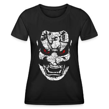 Kabuki Samurai Japanische Kampfkunst Maske - Frauen Funktions-T-Shirt - Schwarz - Vorne - AI Model Female 172 light (172cm)