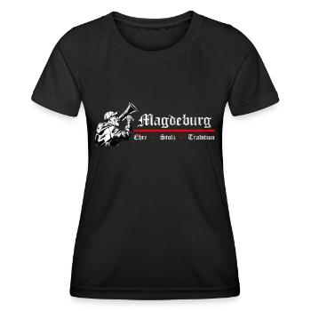 Magdeburg Ehre Stolz Tradition - Fussball - Frauen Funktions-T-Shirt - Schwarz - Vorne - AI Model Female 172 light (172cm)