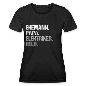 Herren Ehemann Papa Elektriker Held - Frauen Funktions-T-Shirt - Schwarz - Vorne - AI Model Female 172 light (172cm)