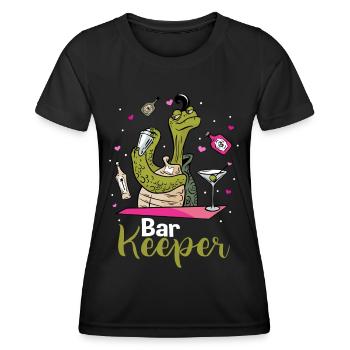 Tortue barman - T-shirt sport Femme - noir - Devant - AI Model Female 172 light (172cm)
