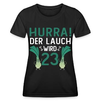 Hurra der Lauch wird 23 - Frauen Funktions-T-Shirt - Schwarz - Vorne - AI Model Female 172 light (172cm)