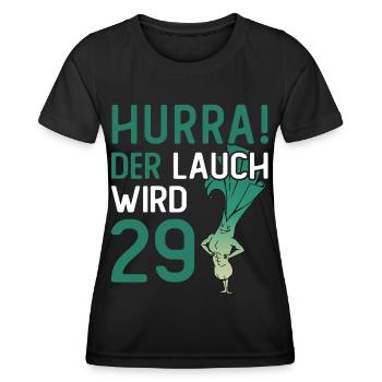 Herren 29. Geburtstag Hurra der Lauch wird 29 - Frauen Funktions-T-Shirt - Schwarz - Vorne - AI Model Female 172 light (172cm)