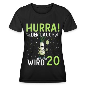 Hurra der Lauch wird 20 - Frauen Funktions-T-Shirt - Schwarz - Vorne - AI Model Female 172 light (172cm)