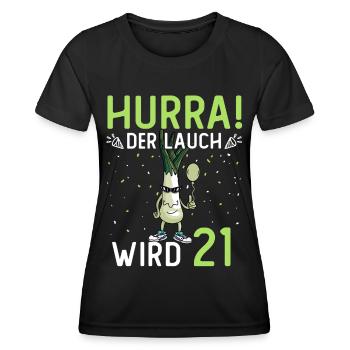 Hurra der Lauch wird 21 - Frauen Funktions-T-Shirt - Schwarz - Vorne - AI Model Female 172 light (172cm)