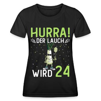 Hurra der Lauch wird 24 - Frauen Funktions-T-Shirt - Schwarz - Vorne - AI Model Female 172 light (172cm)