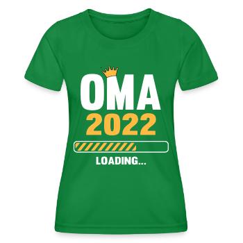 Oma 2022 Loading Schwangerschaftsankündigung - Frauen Funktions-T-Shirt - Kelly Green - Vorne - AI Model Female 172 dark (172cm)
