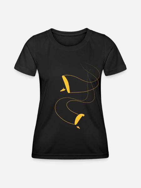 Paraglider duo - Frauen Funktions-T-Shirt - Schwarz