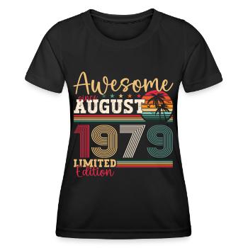 Awesome since August 1979 43rd Birthday Gift - Women's Functional T-Shirt - black - Front - AI Model Female 172 light (172cm)