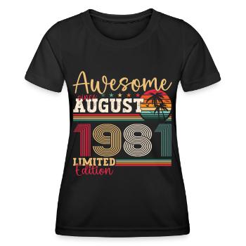 Awesome since August 1981 41st Birthday Gift - Women's Functional T-Shirt - black - Front - AI Model Female 172 light (172cm)
