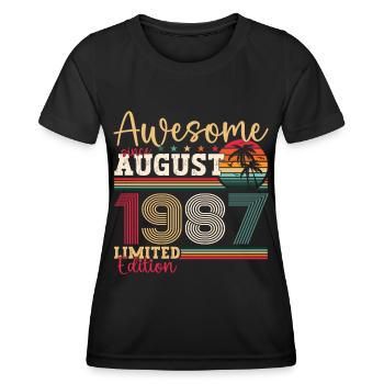 Awesome since August 1987 35th Birthday Gift - Women's Functional T-Shirt - black - Front - AI Model Female 172 light (172cm)