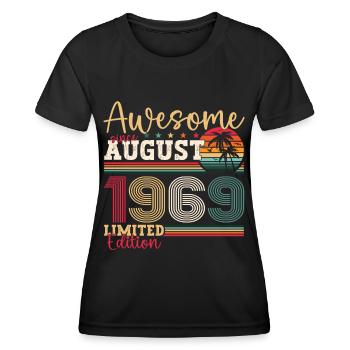 Awesome since August 1969 53rd Birthday Gift - Women's Functional T-Shirt - black - Front - AI Model Female 172 light (172cm)