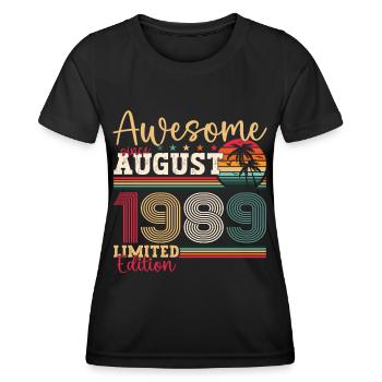 Awesome since August 1989 33rd Birthday Gift - Women's Functional T-Shirt - black - Front - AI Model Female 172 light (172cm)